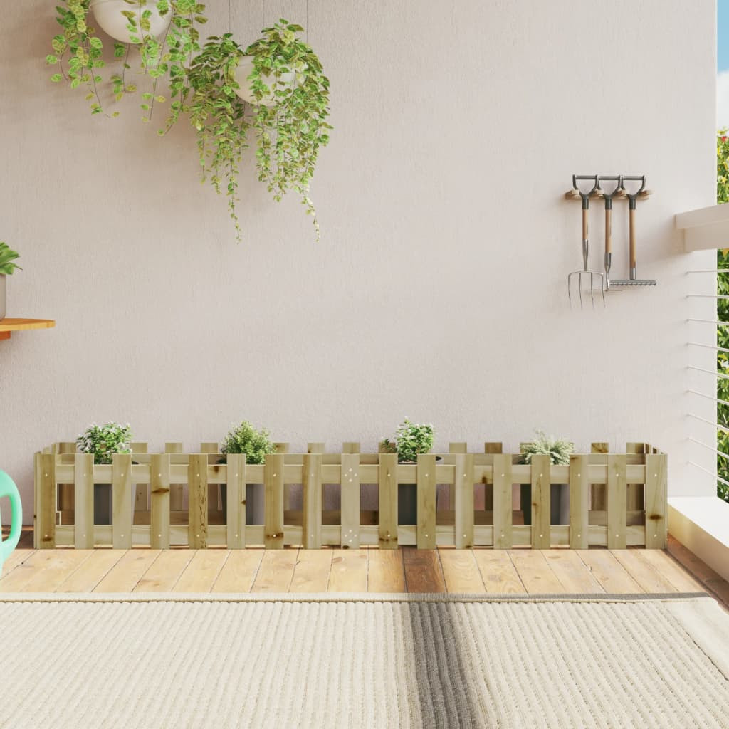 vidaXL Hochbeet Lattenzaun-Design 200x30x30 cm Kiefernholz Imprägniert