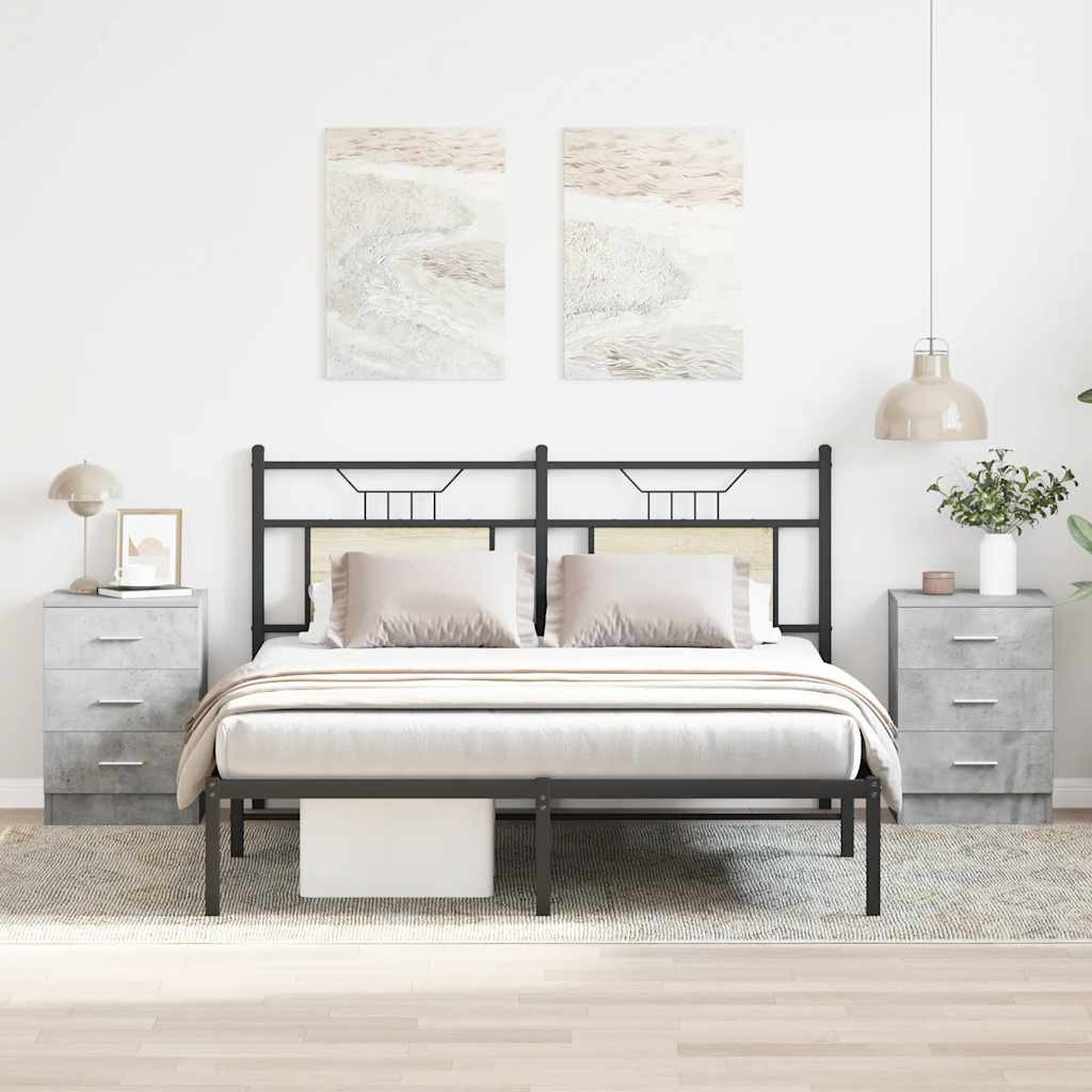 vidaXL Nachttische 2 Stk. Betongrau 38x35x56 cm Holzwerkstoff