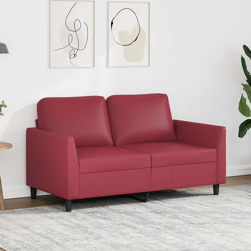 vidaXL 2-Sitzer-Sofa Weinrot 120 cm Kunstleder
