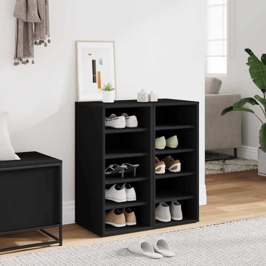 vidaXL Schuhschränke 2 Stk. Schwarz 31,5x35x70 cm Holzwerkstoff