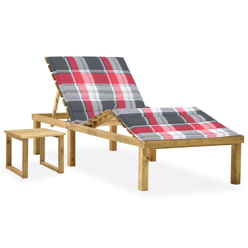 vidaXL Garten-Sonnenliege mit Tisch und Auflage Kiefer Imprägniert
