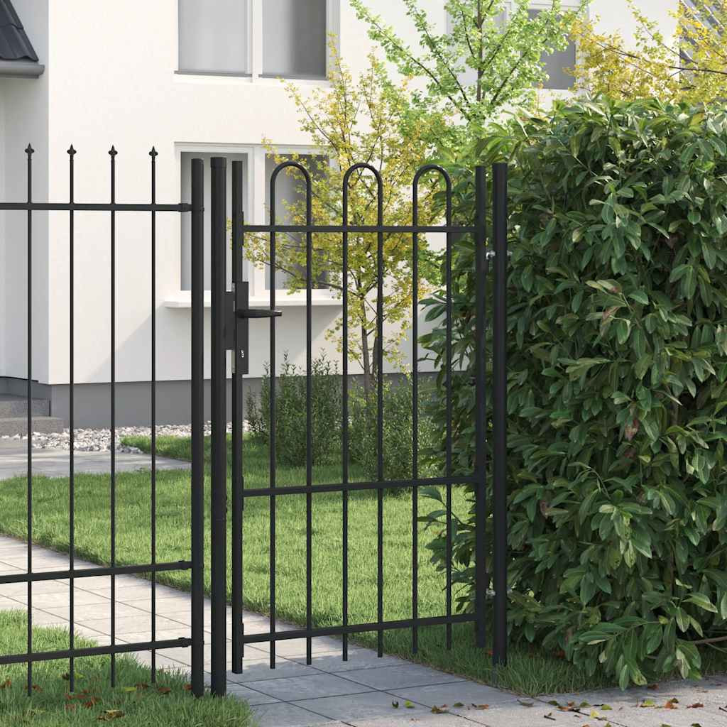 vidaXL Zauntor BOXTEL Einzeltür mit Bogenabschluss Stahl 1 x 1,5 m Schwarz