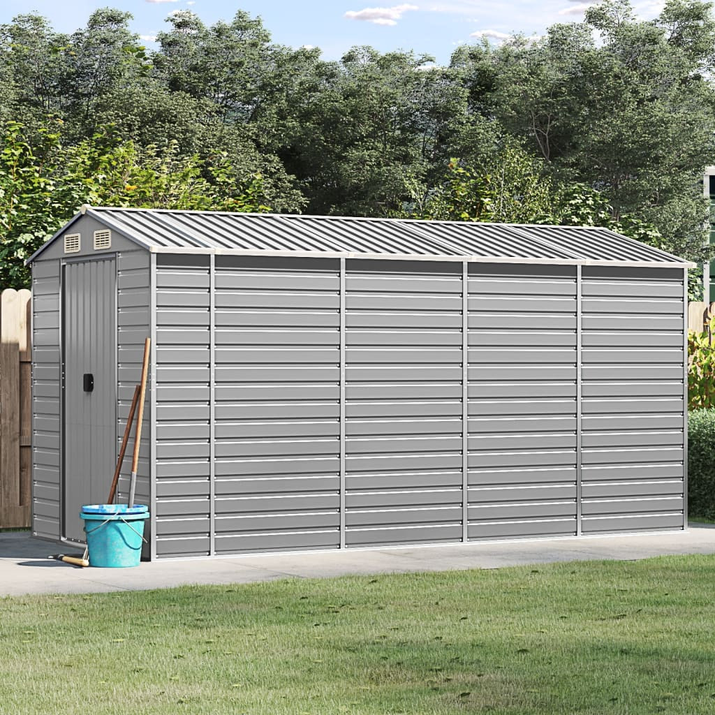 vidaXL Gartenhaus Hellgrau 191x385x198 cm Verzinkter Stahl