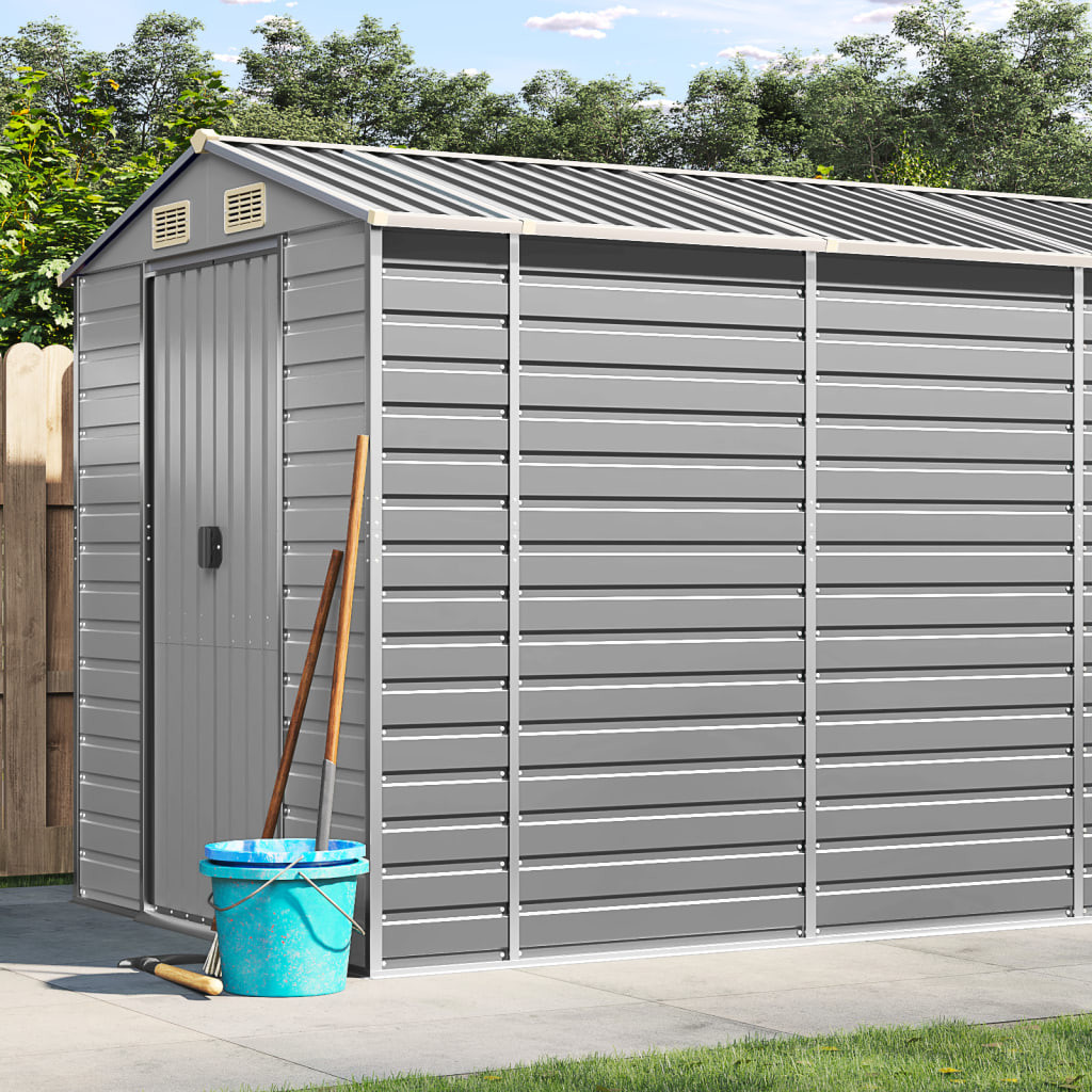 vidaXL Gartenhaus Hellgrau 191x895x198 cm Verzinkter Stahl