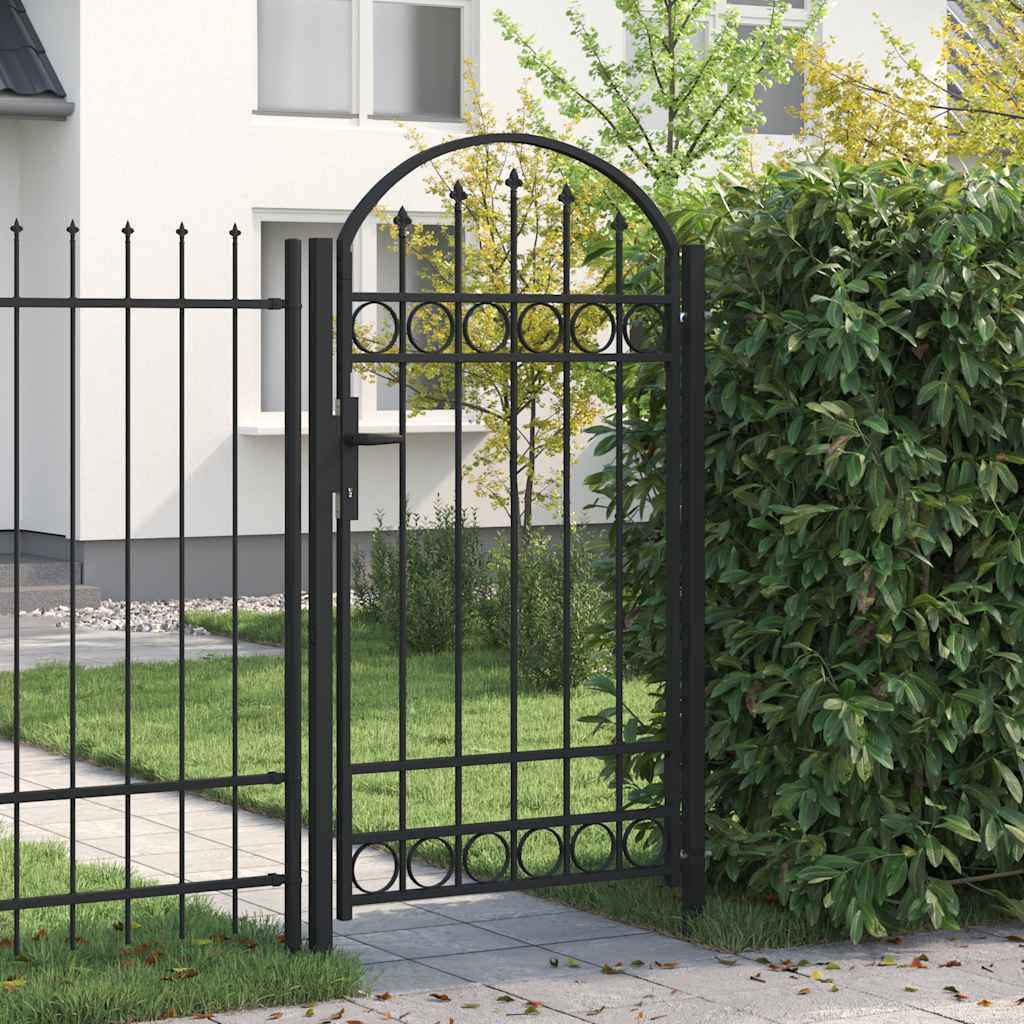 vidaXL Gartentor ASSEN mit Bogenabschluss Stahl 102 x 175 cm Schwarz