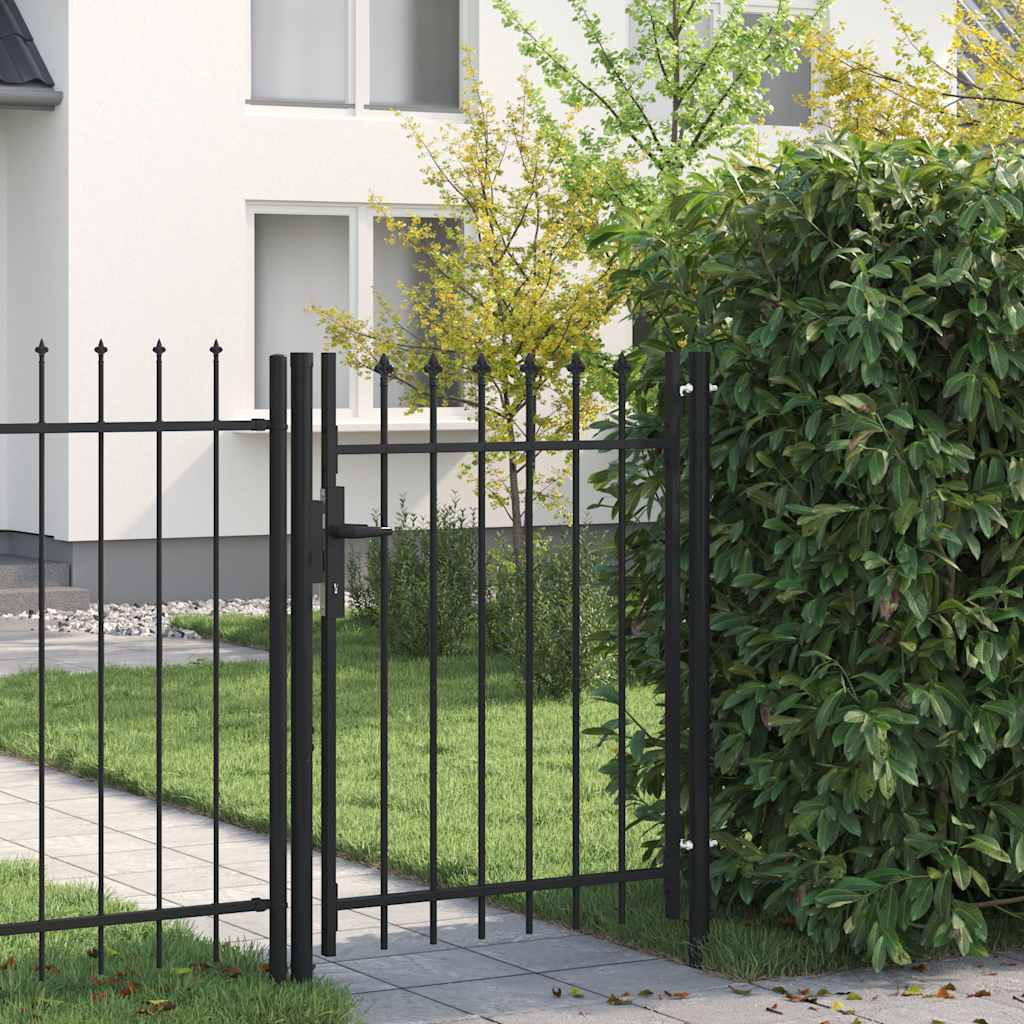 vidaXL Zauntor BOXTEL Einzeltür mit Dornenaufsatz Stahl 1 x 1,2 m Schwarz