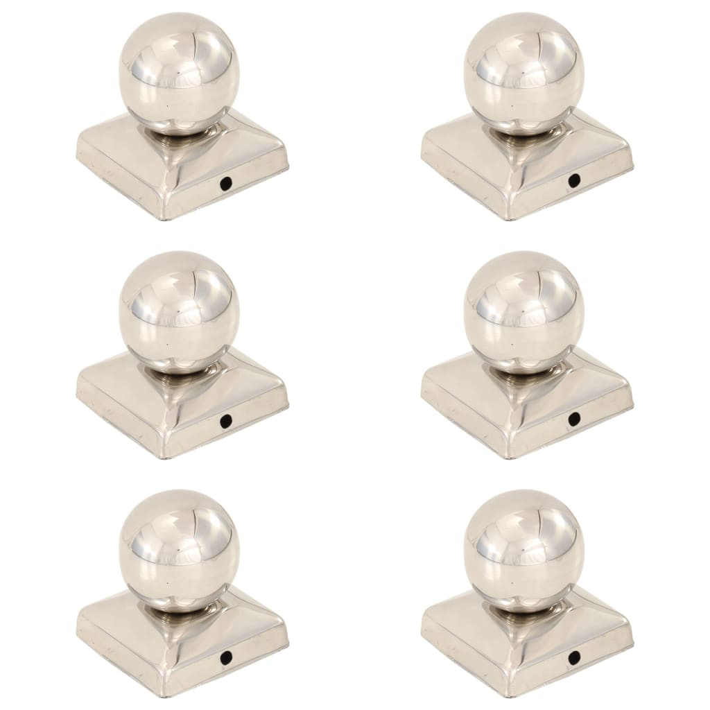 vidaXL Pfostenkappen 6 Stk. Kugelform Edelstahl 71 x 71 mm