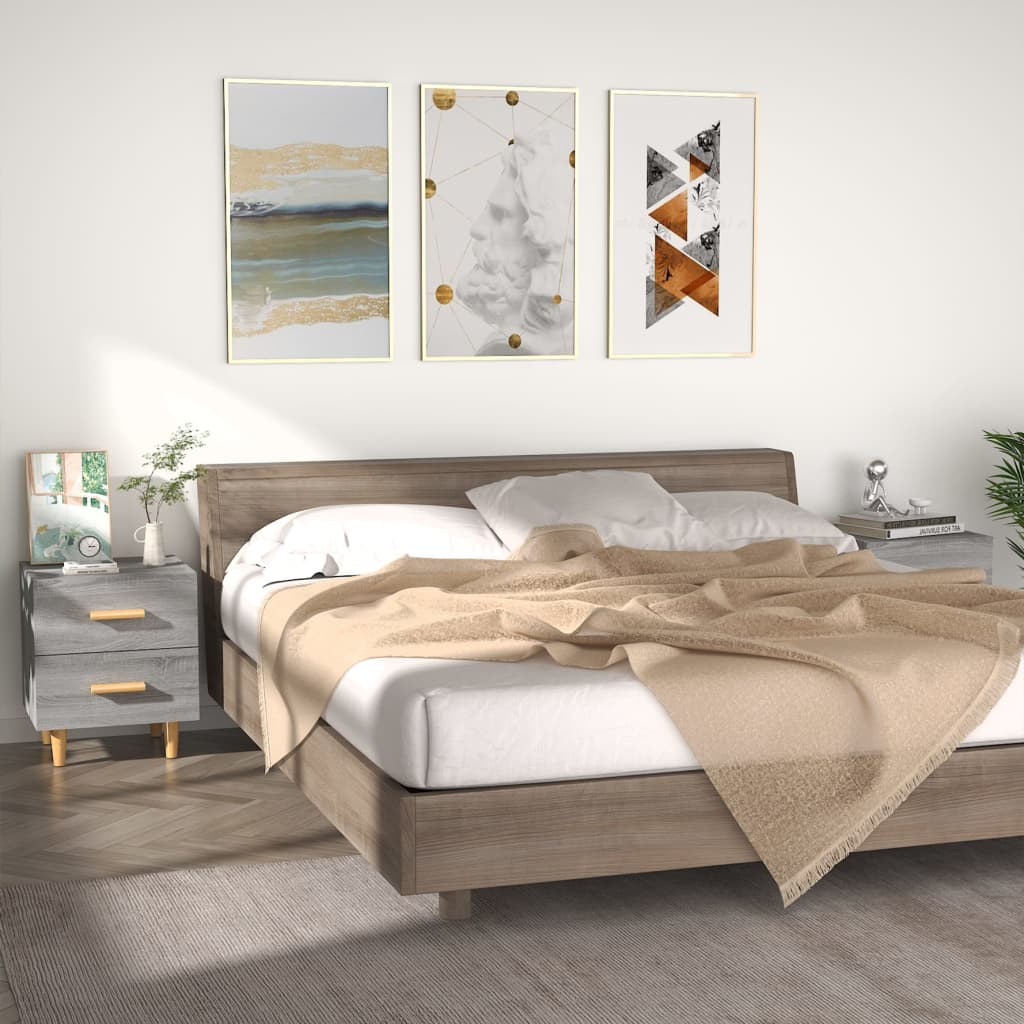 vidaXL Nachttische 2 Stk. Grau Sonoma 40x35x47,5 cm