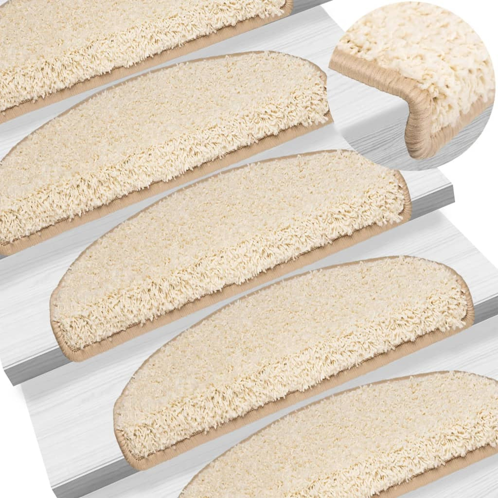 vidaXL Stufenmatten 10 Stk. 65x21x4 cm Creme Halbrund Groß