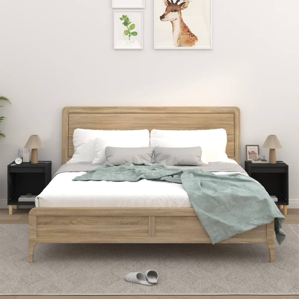 vidaXL Nachttische 2 Stk. Schwarz 40x35x50 cm