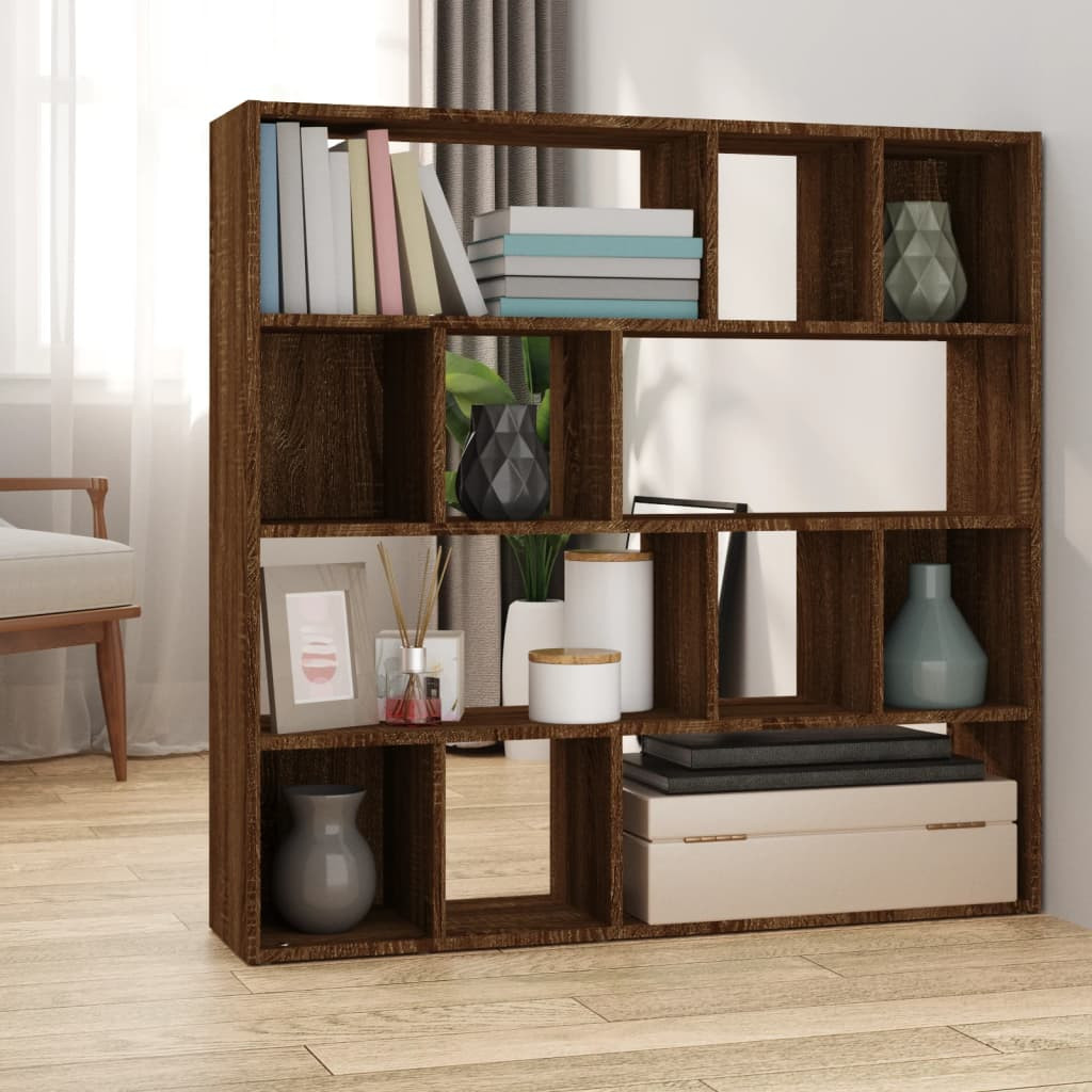vidaXL Bücherregal/Raumteiler Braun Eichen-Optik 105x24x102 cm