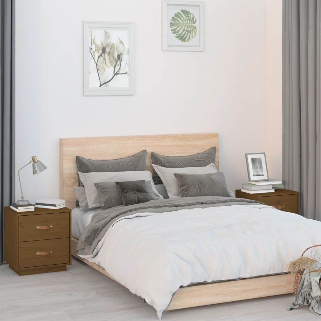 vidaXL Nachttische 2 Stk. Honigbraun 40x34x45 cm Massivholz Kiefer