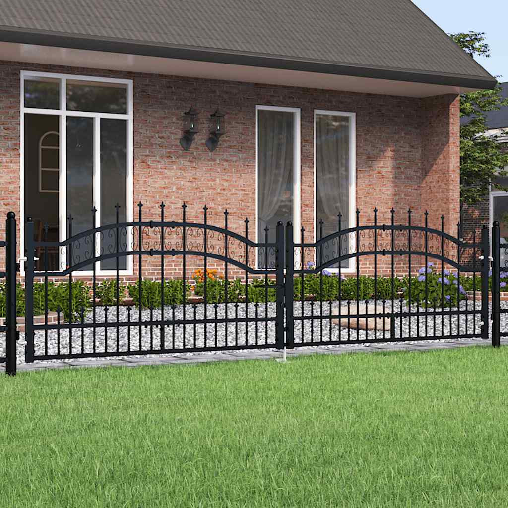 vidaXL Gartentor KAMPEN mit Speerspitze Schwarz 302 x 78 cm Stahl