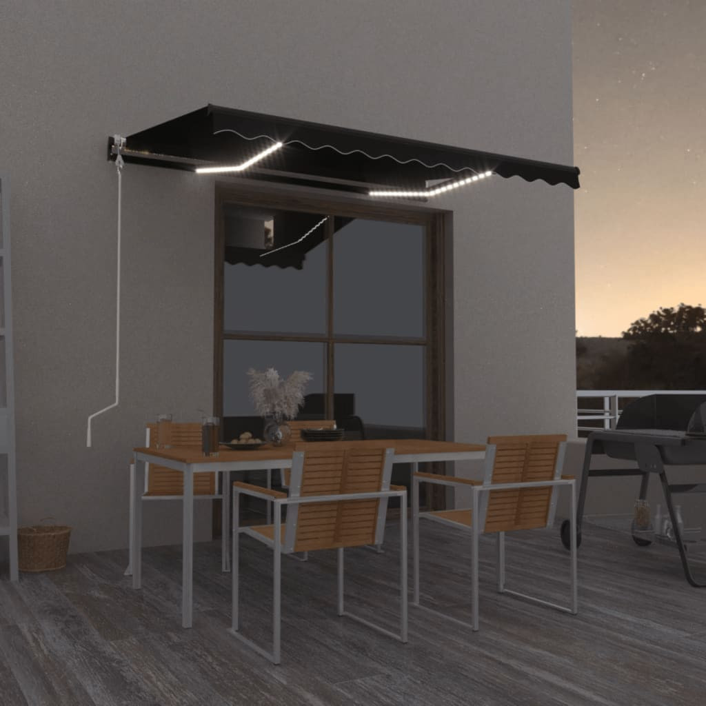 vidaXL Automatische Markise mit LED & Windsensor 350x250 cm Anthrazit