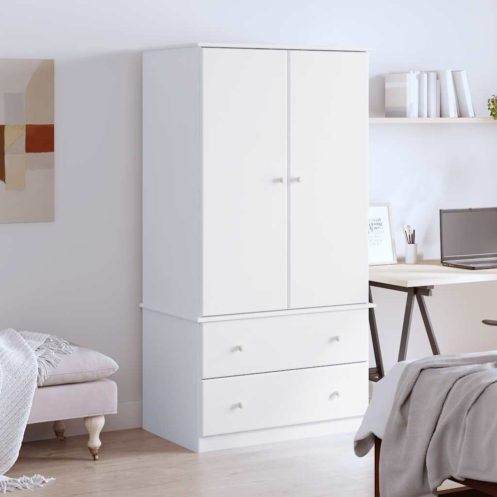 vidaXL Kleiderschrank ALTA Weiß 90x55x170 cm Massivholz Kiefer