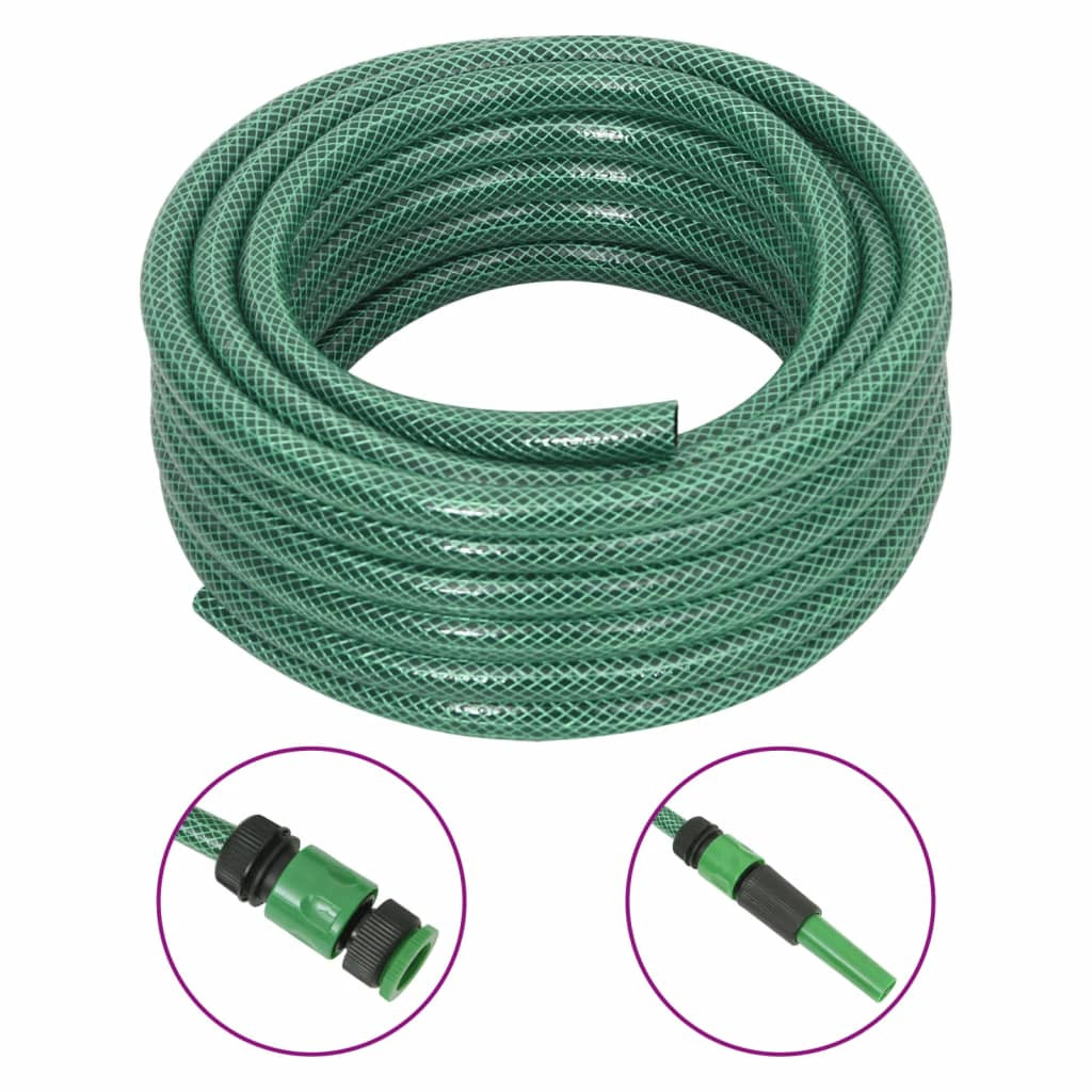 vidaXL Gartenschlauch mit Kupplung-Set Grün 0,5" 30 m PVC