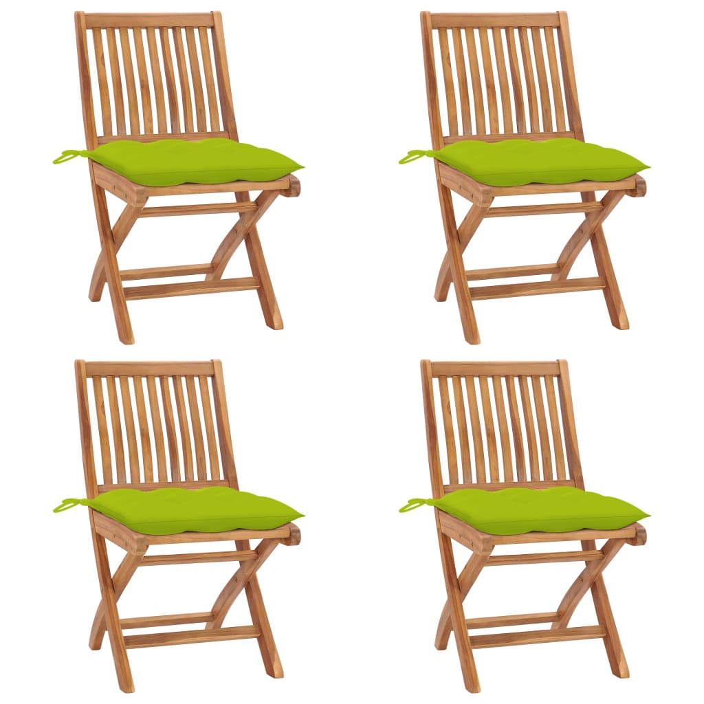 vidaXL Klappbare Gartenstühle mit Kissen 4 Stk. Massivholz Teak