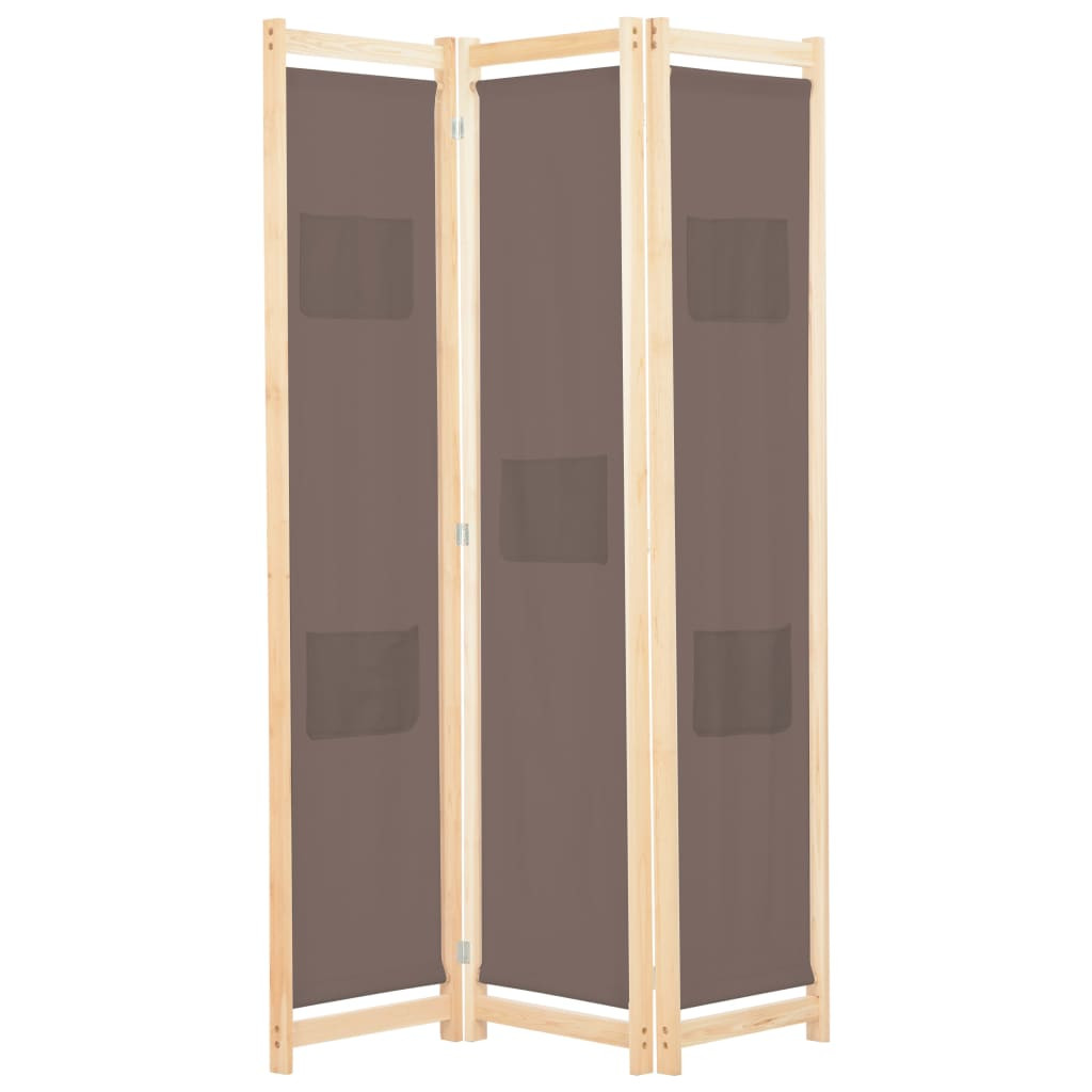 vidaXL 3-teiliger Raumteiler Braun 120 x 170 x 4 cm Stoff