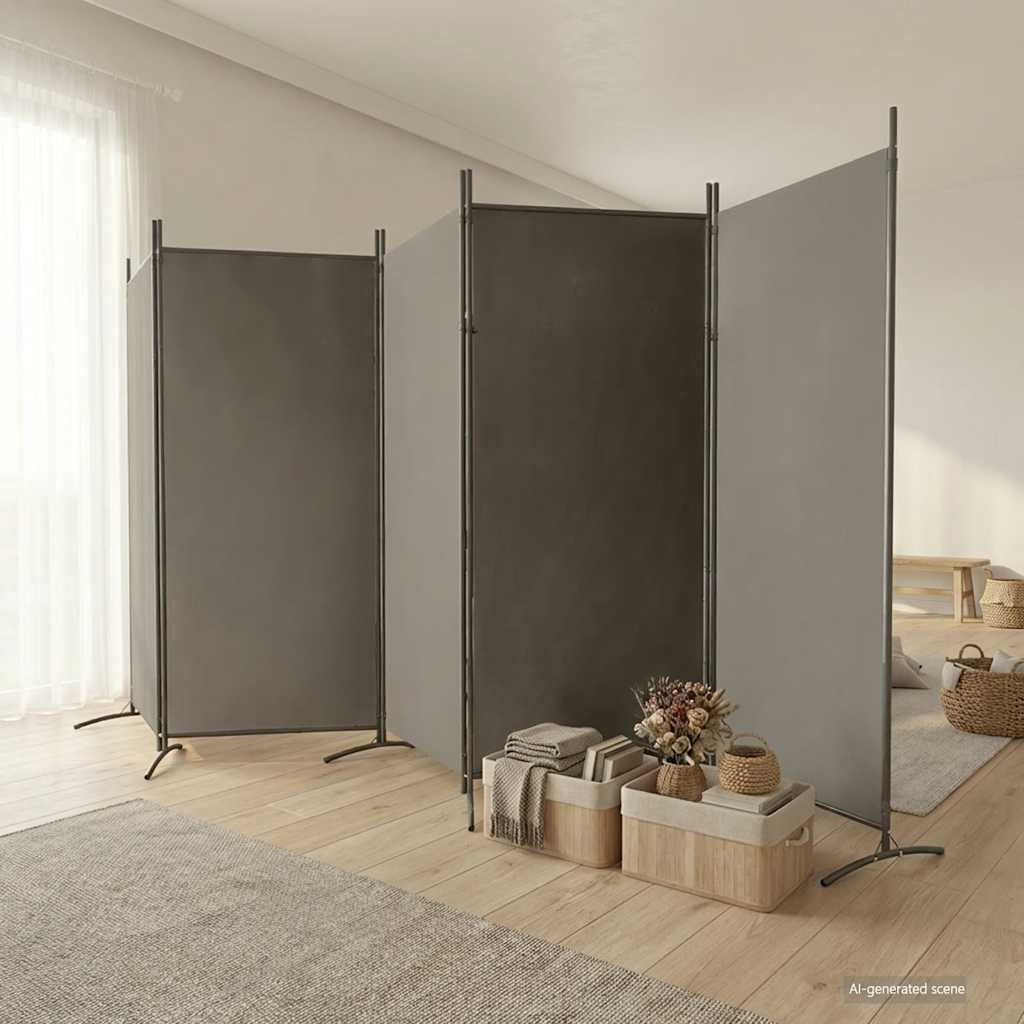 vidaXL 5-tlg. Paravent Anthrazit 433x180 cm Stoff
