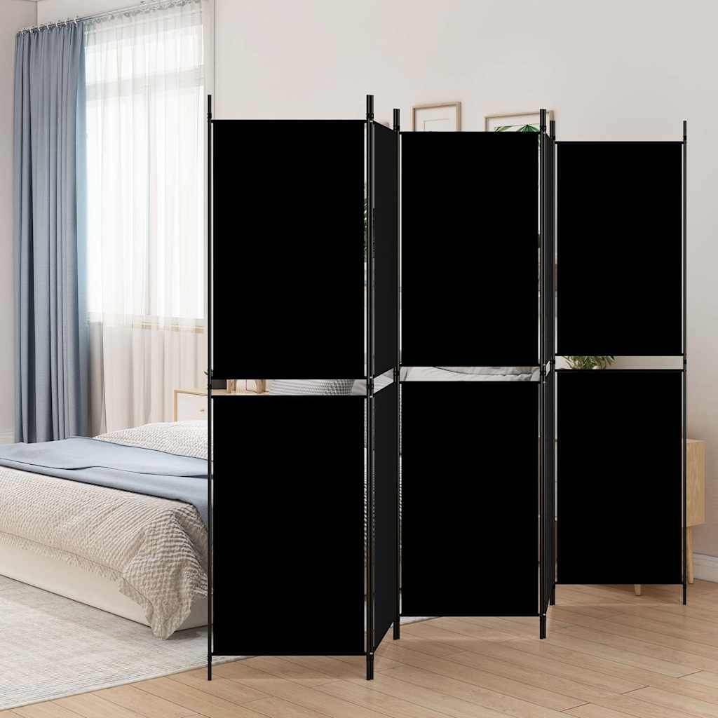 vidaXL 5-tlg. Paravent Schwarz 250x180 cm Stoff