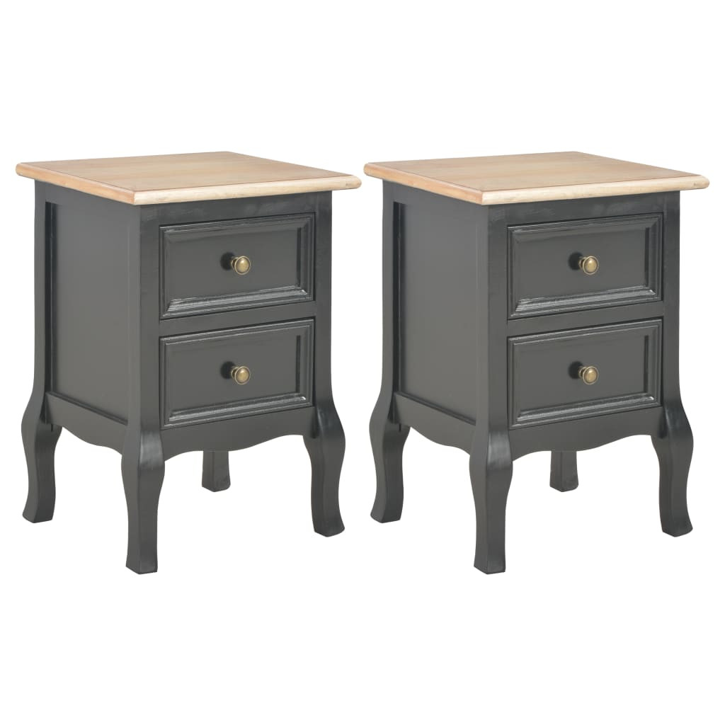 vidaXL Nachttische 2 Stk. Schwarz 35x30x49 cm MDF