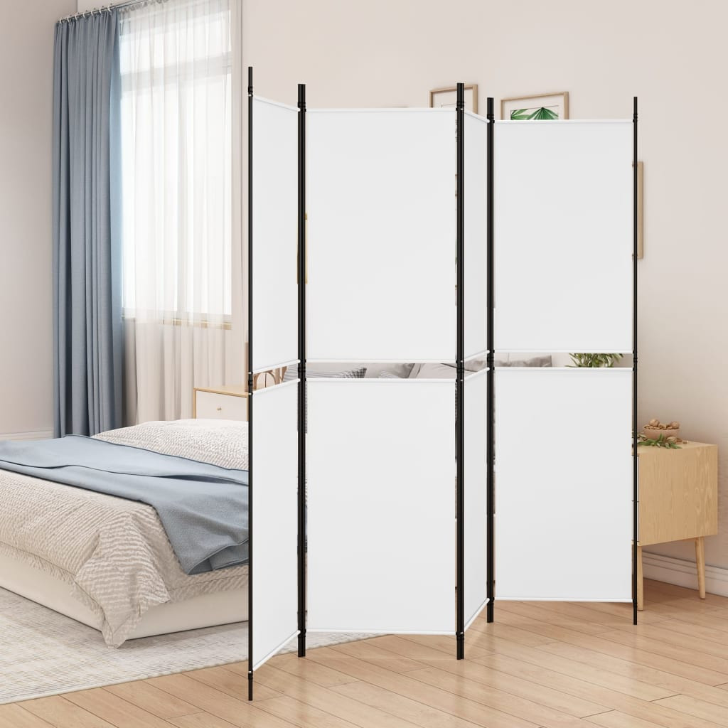 vidaXL 4-tlg. Paravent Weiß 200x180 cm Stoff