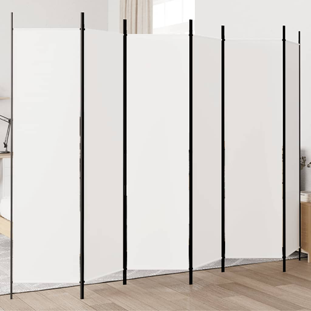 vidaXL 6-tlg. Paravent Weiß 300x200 cm Stoff