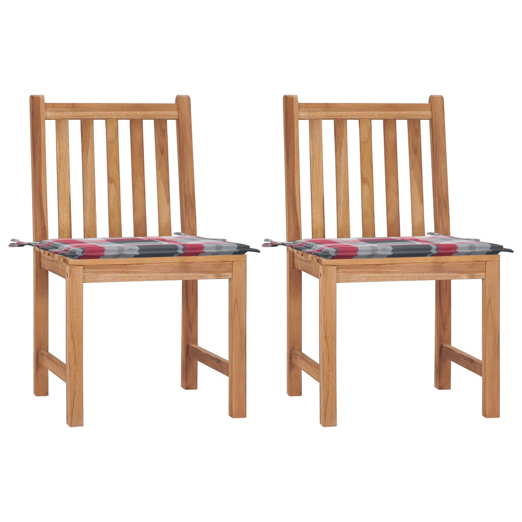 vidaXL Gartenstühle 2 Stk. mit Kissen Massivholz Teak