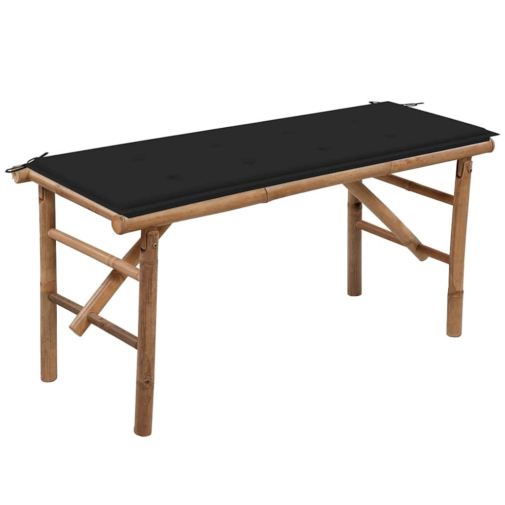 vidaXL Klappbare Gartenbank mit Auflage 118 cm Bambus