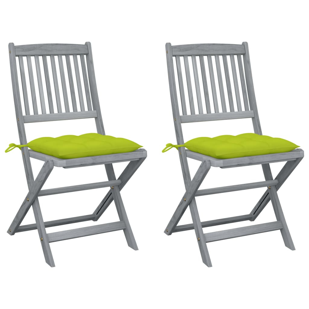 vidaXL Klappbare Gartenstühle 2 Stk. mit Kissen Massivholz Akazie