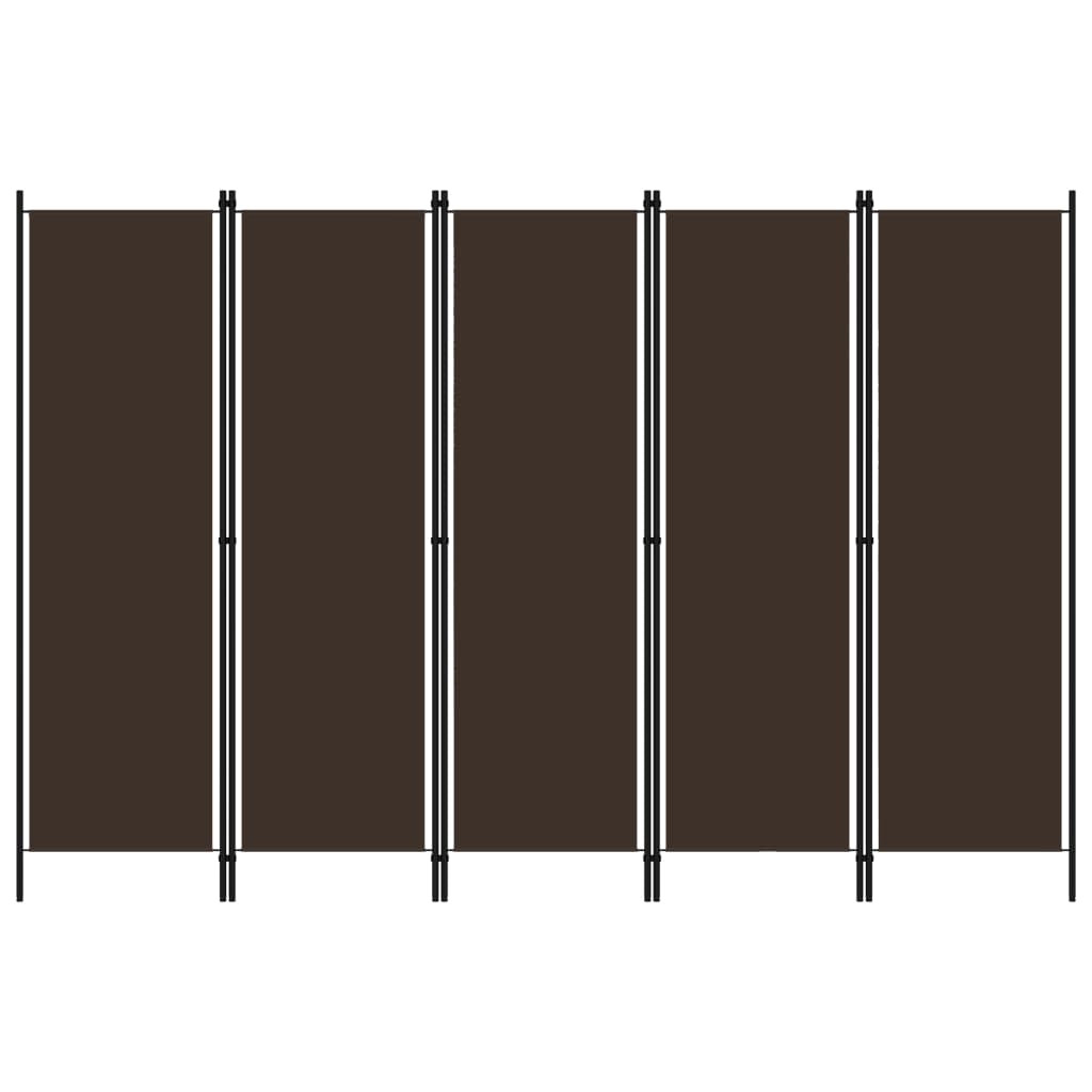 vidaXL 5-tlg. Raumteiler Braun 250x180 cm
