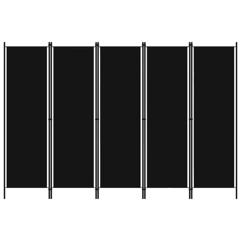 vidaXL 5-tlg. Raumteiler Schwarz 250x180 cm