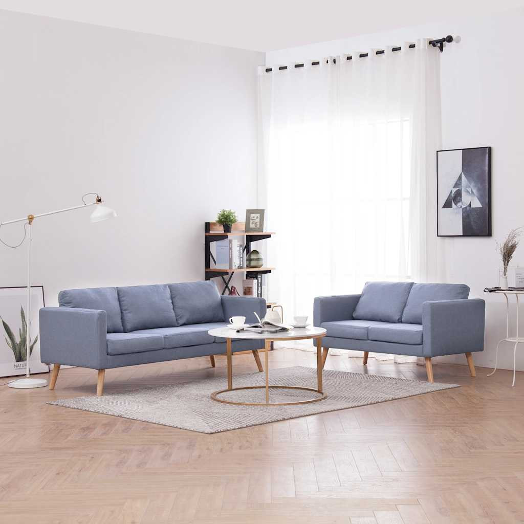 vidaXL Sofagarnitur 2-Sitzer & 3-Sitzer Stoff Hellgrau
