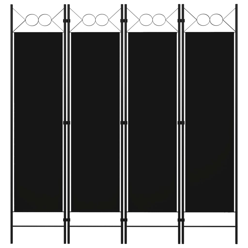 vidaXL 4-tlg. Raumteiler Schwarz 160 x 180 cm
