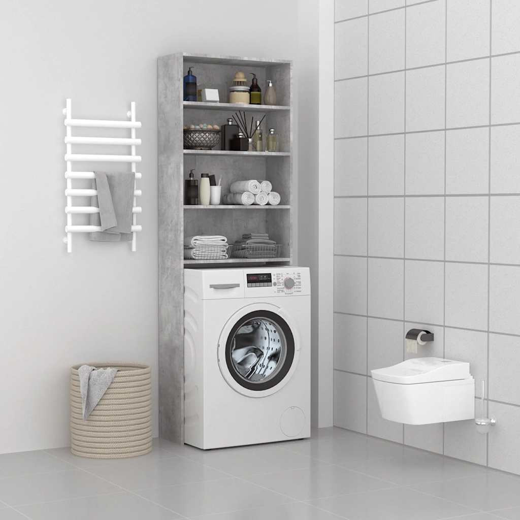 vidaXL Waschmaschinenschrank Betongrau 64x24x190 cm