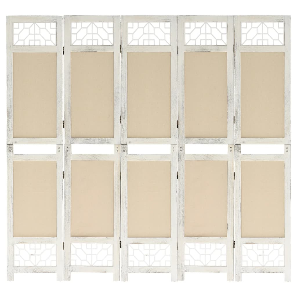 vidaXL 5-tlg. Raumteiler Creme 175x165 cm Stoff