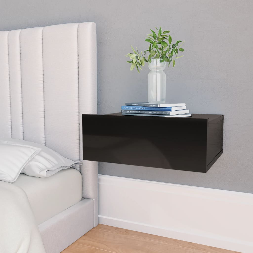 vidaXL Hängende Nachttische 2 Stk. Hochglanz-Schwarz 40x30x15 cm