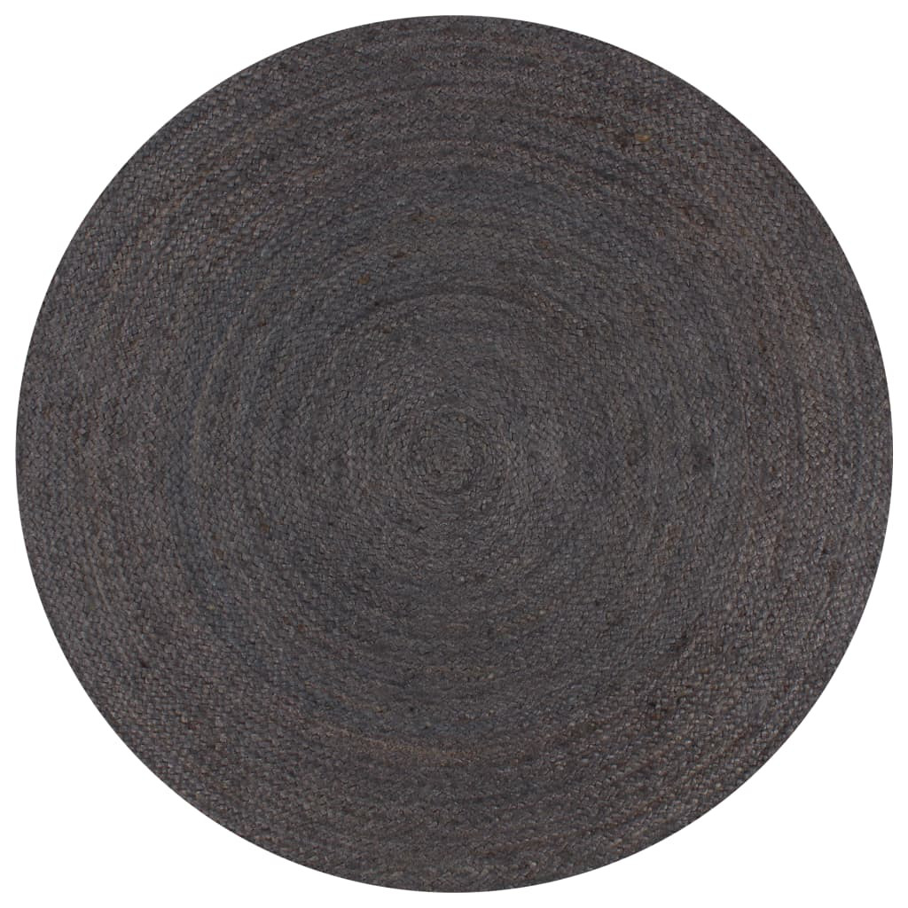 vidaXL Teppich Handgefertigt Jute Rund 90 cm Dunkelgrau