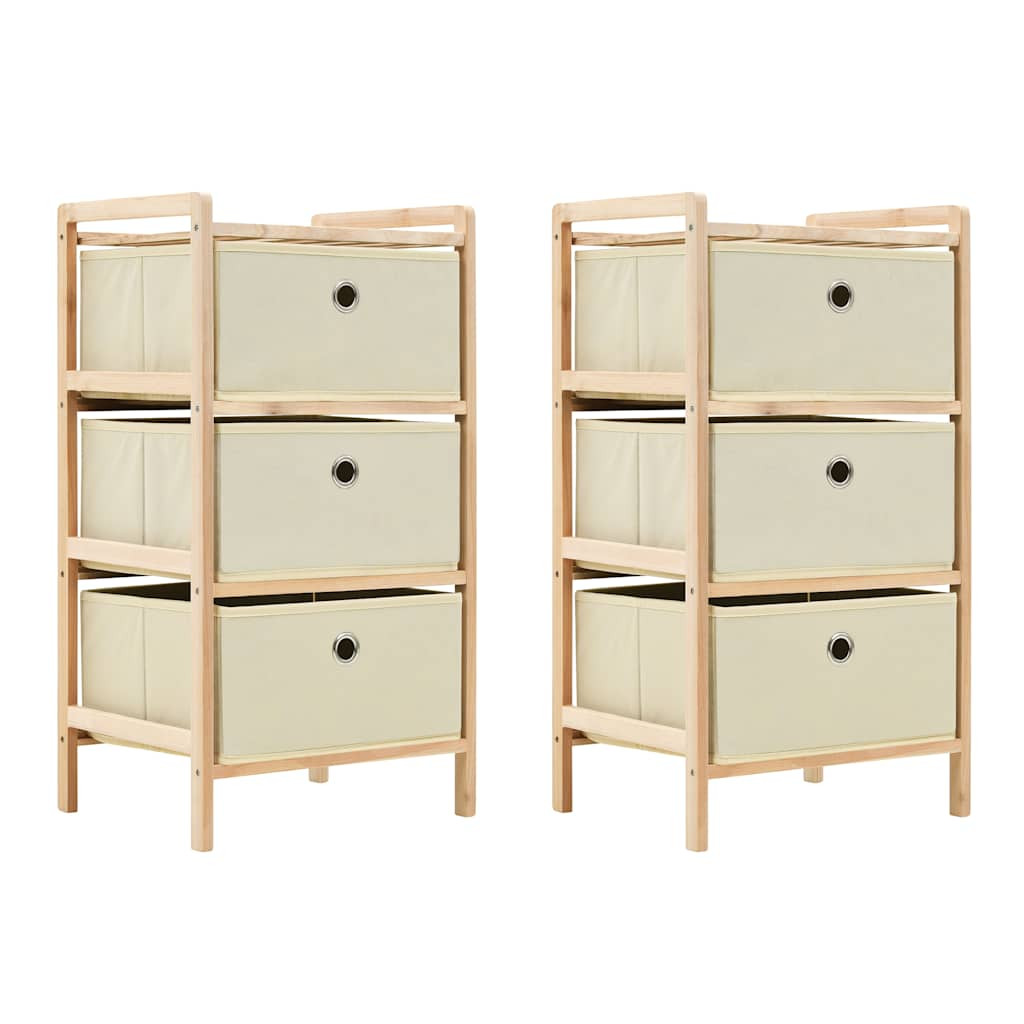 vidaXL Korb-Kommoden 2 Stk. mit 3 Stoffkörben Zedernholz Beige
