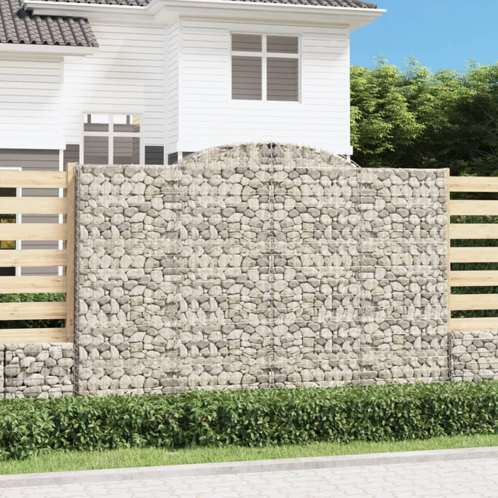 vidaXL Gabionen mit Hochbogen 3 Stk. 300x30x200/220cm Verzinktes Eisen