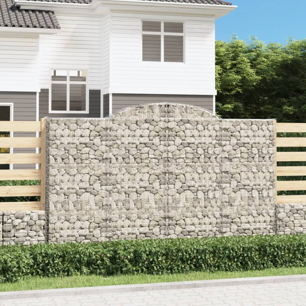 vidaXL Gabionen mit Hochbogen 3 Stk. 300x50x180/200cm Verzinktes Eisen