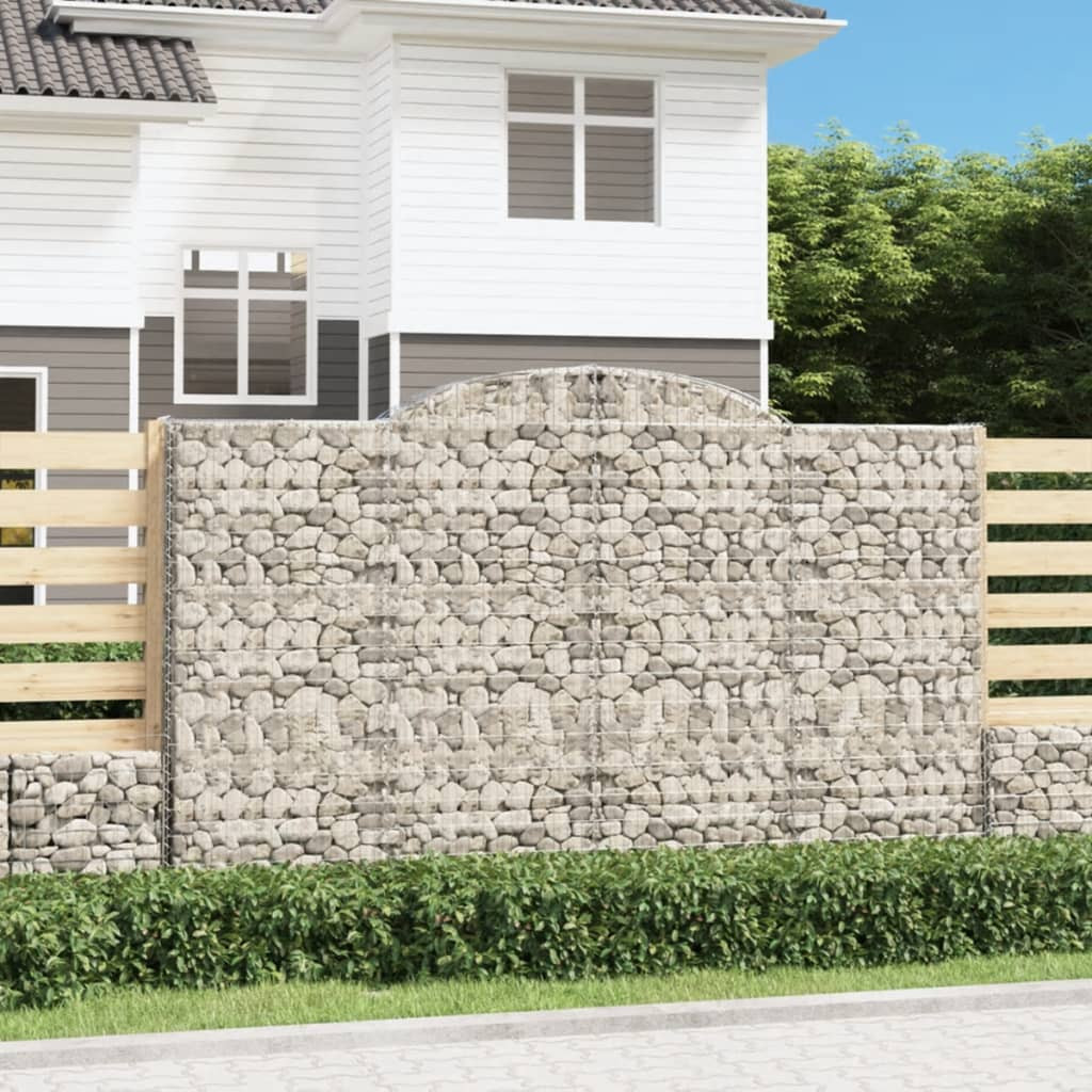 vidaXL Gabionen mit Hochbogen 5 Stk. 300x50x180/200cm Verzinktes Eisen