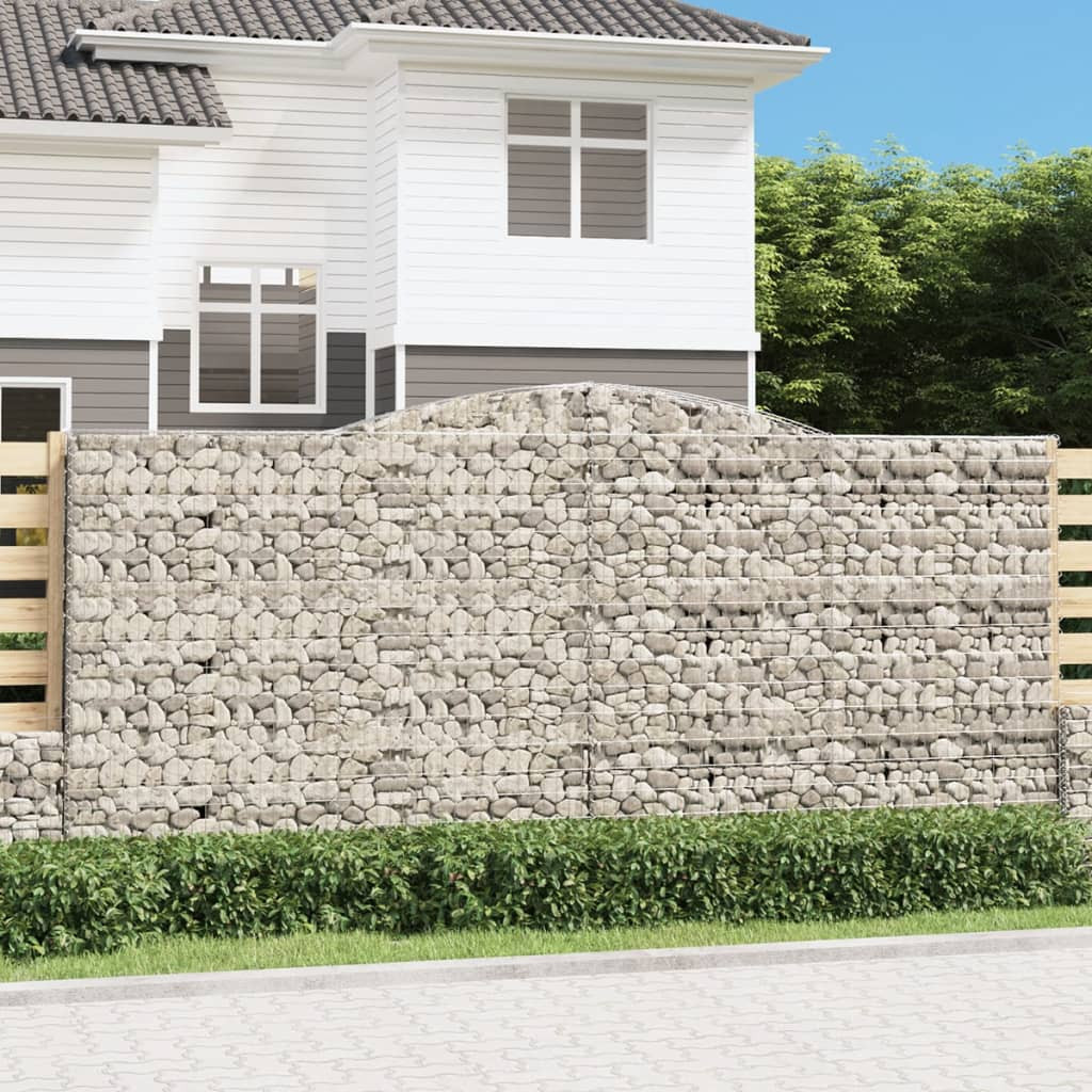 vidaXL Gabionen mit Hochbogen 7 Stk. 400x30x180/200cm Verzinktes Eisen