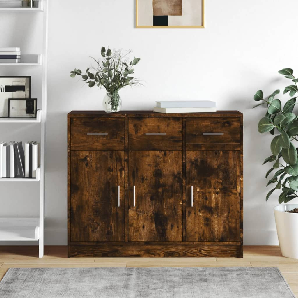 vidaXL Sideboard Räuchereiche 91x28x75 cm Holzwerkstoff