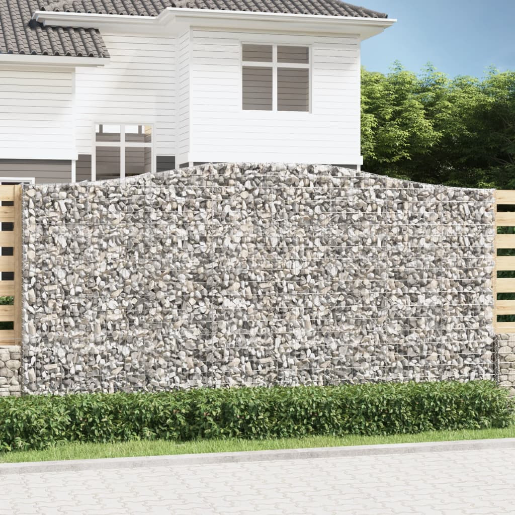 vidaXL Gabionen mit Hochbogen 7 Stk. 400x50x200/220cm Verzinktes Eisen