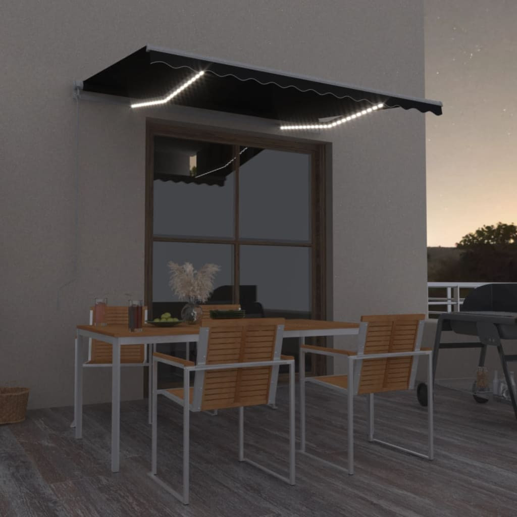 vidaXL Markise Manuell Einziehbar mit LED 350x250 cm Anthrazit