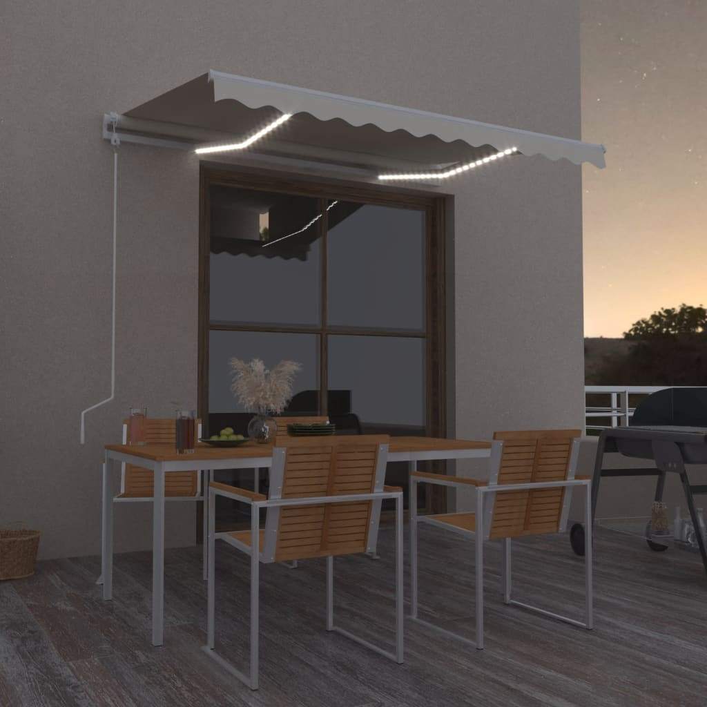 vidaXL Automatische Markise mit LED & Windsensor 350x250 cm Creme