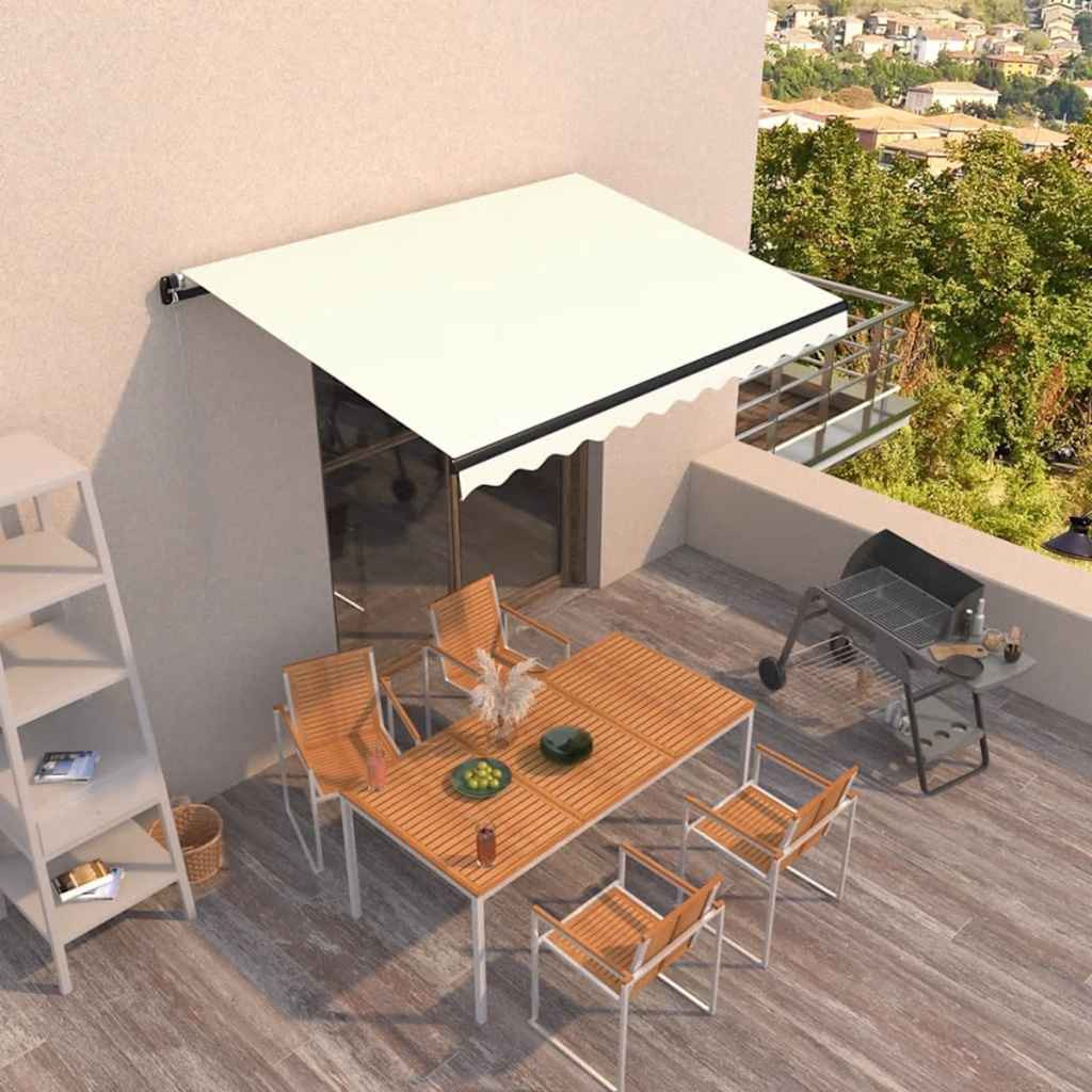 vidaXL Markise Manuell Einziehbar 350x250 cm Creme
