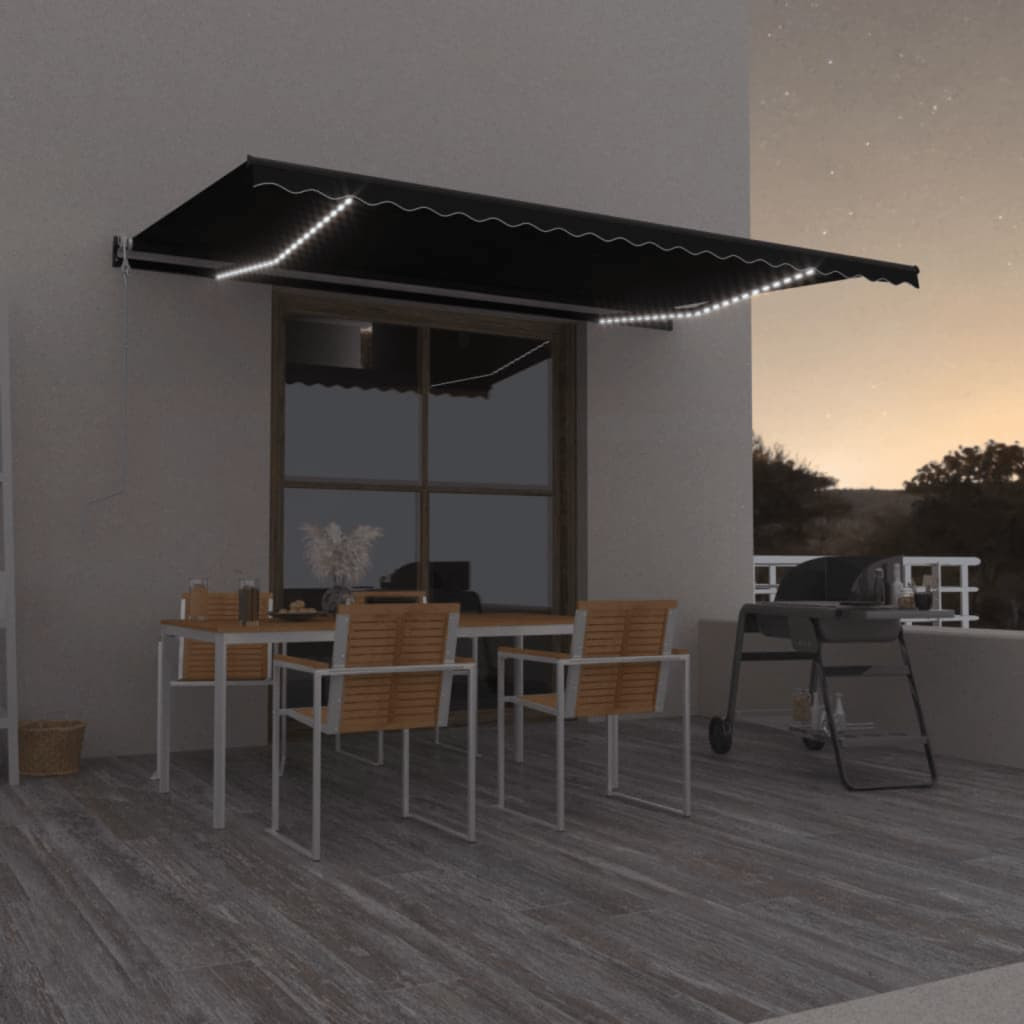 vidaXL Automatische Markise mit LED & Windsensor 500x350 cm Anthrazit
