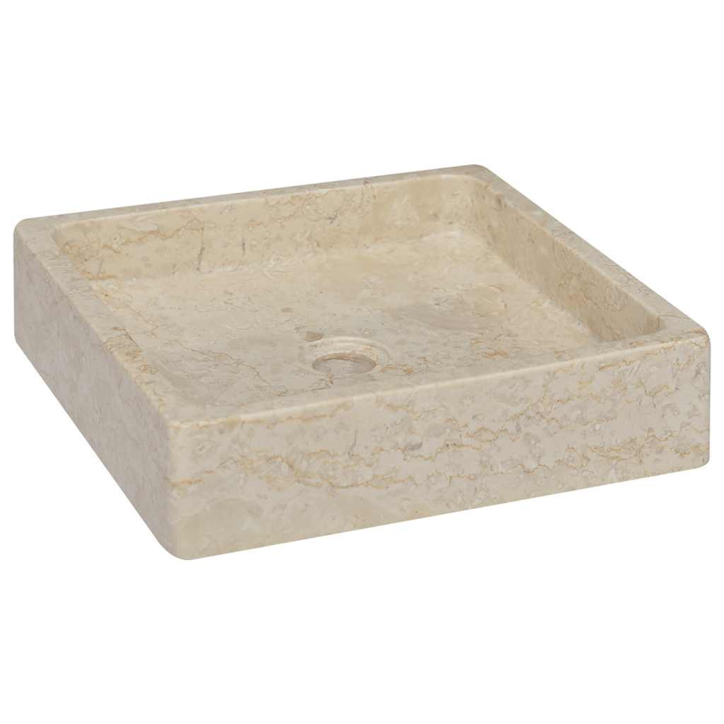 vidaXL Waschbecken Creme 40x40x10 cm Marmor
